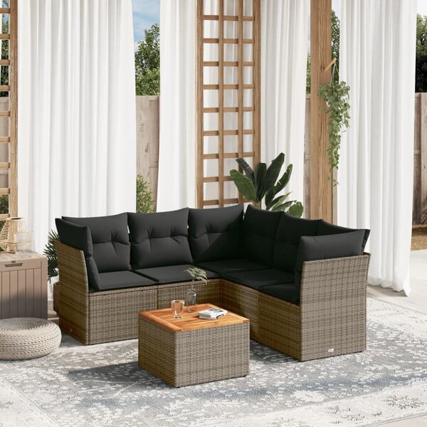 VidaXL Polyrattan Kerti Ülőgarnitúra - 6 részes - Szürke