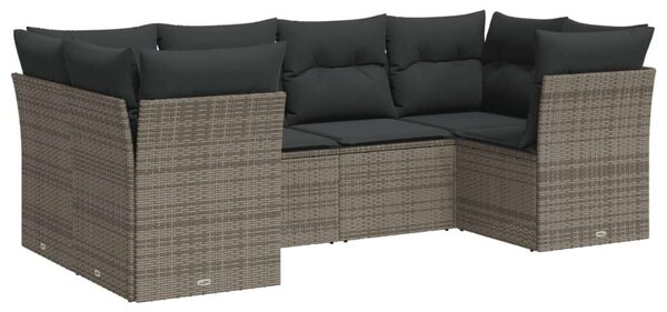 VidaXL Polyrattan Kerti Ülőgarnitúra - 6 Részes - Szürke