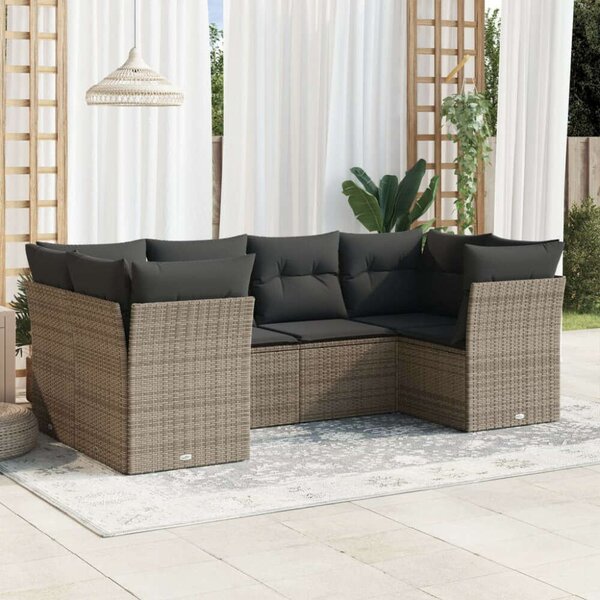 VidaXL Polyrattan Kerti Ülőgarnitúra - 6 Részes - Szürke