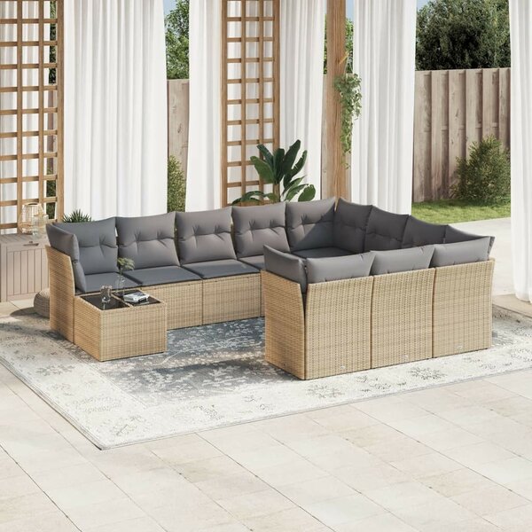 VidaXL Polyrattan Kerti Ülőgarnitúra - 11 részes - Bézs