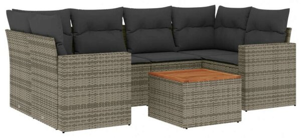 Polyrattan Kerti Ülőgarnitúra - 7 részes - Szürke