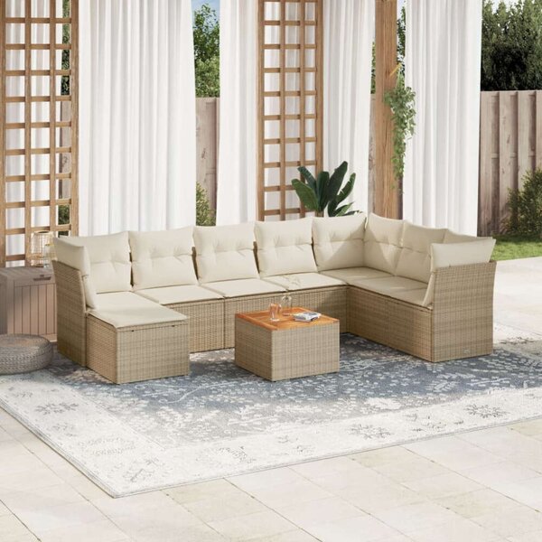 VidaXL Polyrattan Kerti Ülőgarnitúra - 9 részes - Bézs
