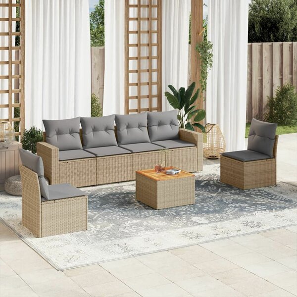 VidaXL Polyrattan Kerti Ülőgarnitúra - 7 részes - Bézs