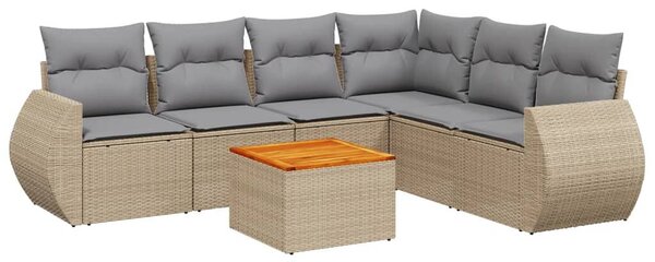 VidaXL Polyrattan Kerti Ülőgarnitúra - 7 részes - Bézs