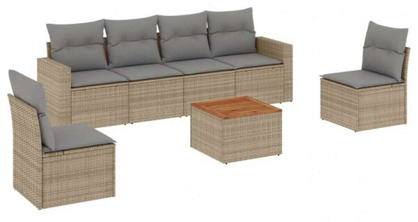 VidaXL Polyrattan Kerti Ülőgarnitúra - 7 részes - Bézs