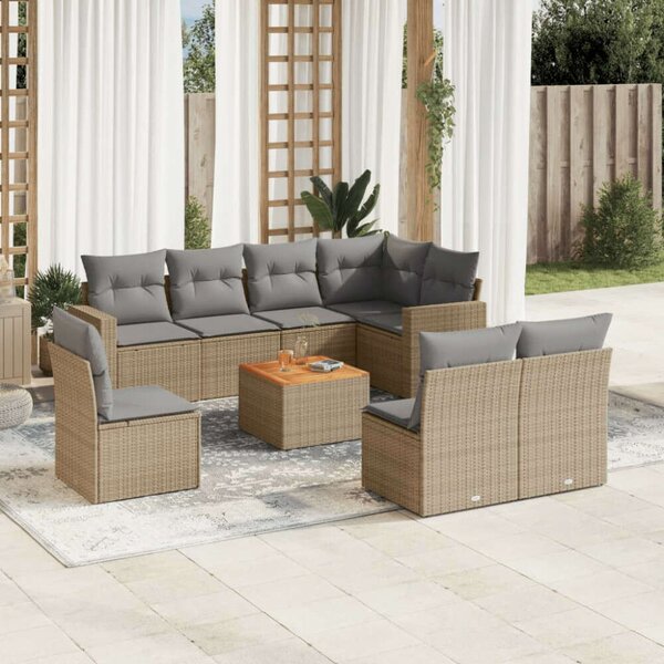 VidaXL Polyrattan Kerti Ülőgarnitúra - 9 részes - Bézs