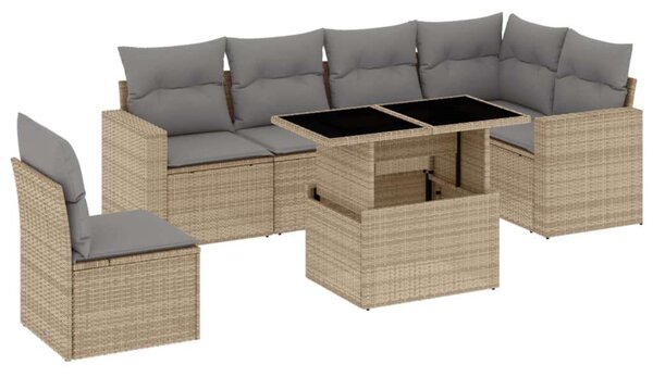 VidaXL Polyrattan Kerti Ülőgarnitúra - 7 részes - Bézs