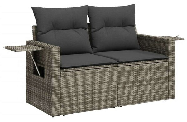 VidaXL 7 részes szürke polyrattan kerti ülőgarnitúra párnákkal