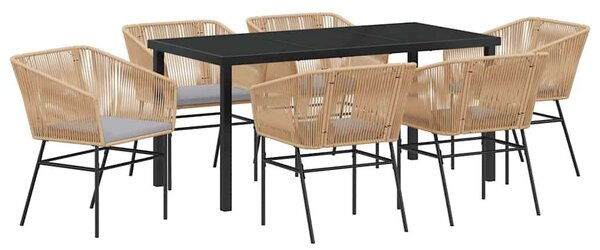 Kert étkező szett párnával 7 pcs Barna Porszórt acél