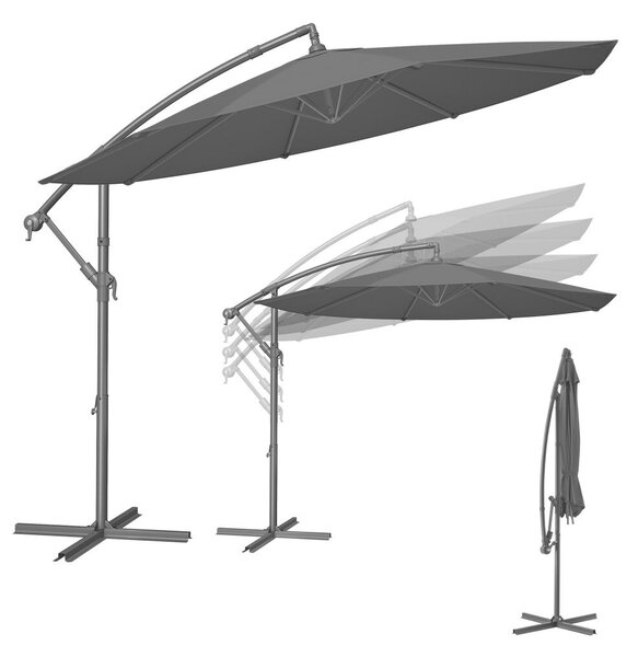 SONGMICS konzolos kerti napernyő, 3 m-es, szürke