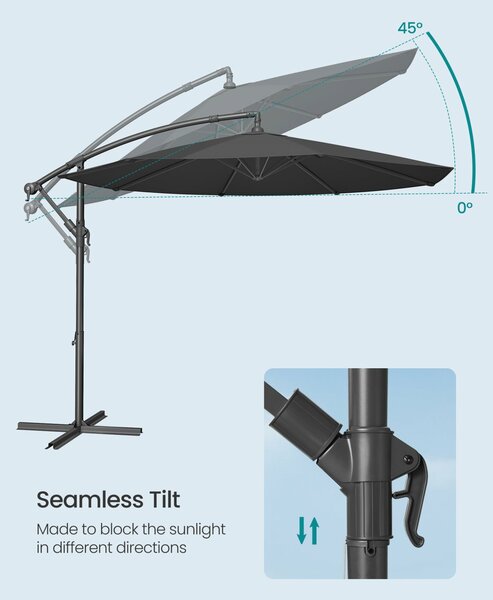 SONGMICS konzolos kerti napernyő, 3 m-es, szürke