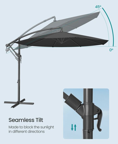 SONGMICS konzolos kerti napernyő, 3 m-es, szürke