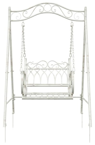 VidaXL Hinta Pad Acél 113 x 121,5 x 168 cm Antik fehér