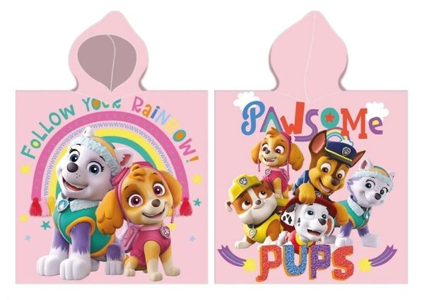 Gyerek poncsó PAW PATROL rózsaszín 55x110cm Faro