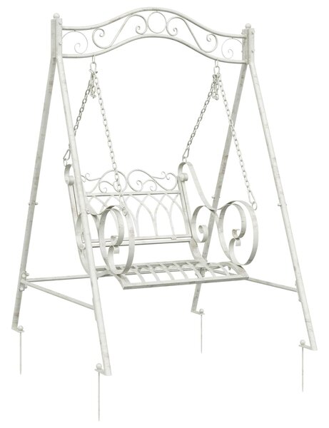VidaXL Hinta Pad Acél 113 x 121,5 x 168 cm Antik fehér