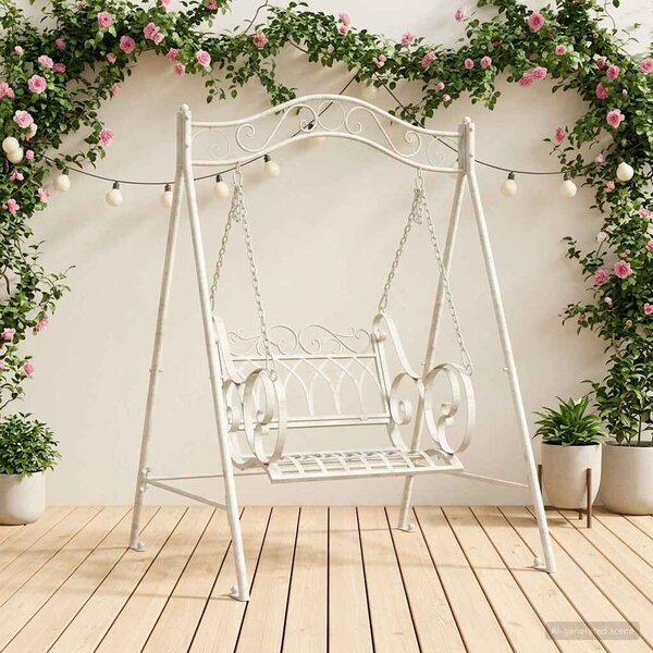 VidaXL Hinta Pad Acél 113 x 121,5 x 168 cm Antik fehér