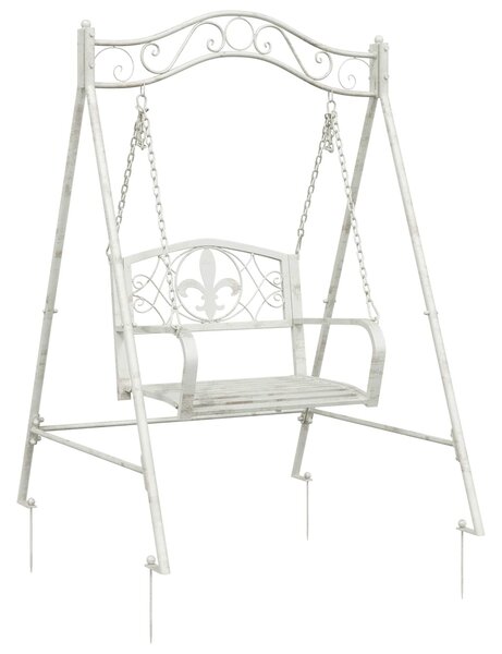 VidaXL Hinta Pad Acél 113 x 121,5 x 168 cm Antik fehér