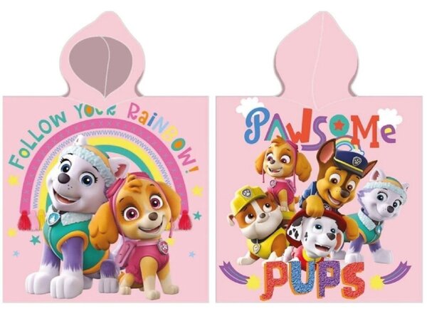 Gyerek poncsó PAW PATROL rózsaszín 55x110cm Faro