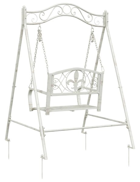 VidaXL Hinta Pad Acél 113 x 121,5 x 168 cm Antik fehér