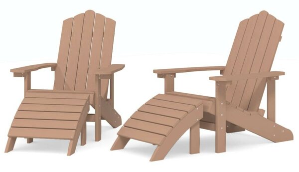 2 db barna HDPE kerti adirondack szék lábtartóval