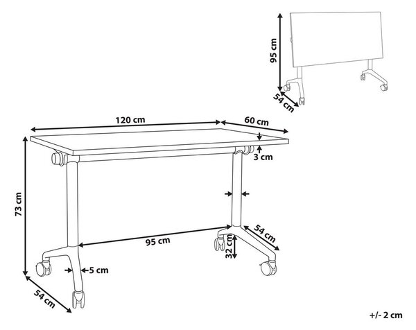 Összecsukható íróasztal CAVI Fehér 120 cm 60 cm kerekekkel