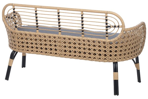Kerti pad ülőpárnával PRATELLO 122 cm PE Rattan Természetes