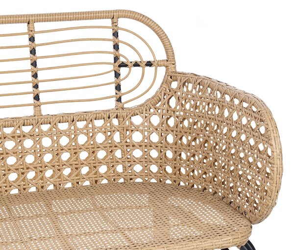 Kerti pad ülőpárnával PRATELLO 122 cm PE Rattan Természetes