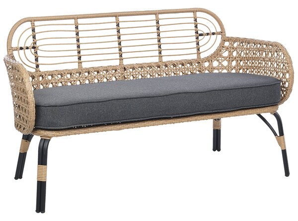 Kerti pad ülőpárnával PRATELLO 122 cm PE Rattan Természetes