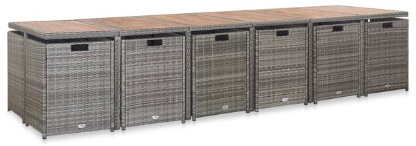 VidaXL 17 részes szürke polyrattan kültéri étkezőgarnitúra párnákkal