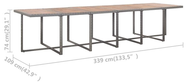 VidaXL 17 részes szürke polyrattan kültéri étkezőgarnitúra párnákkal