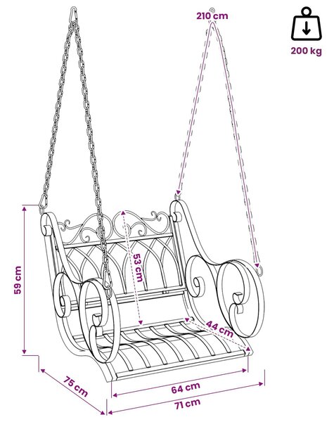 VidaXL Hinta Pad Acél 71 x 75 x 59 cm Antik fehér