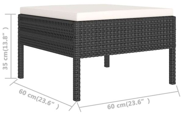 VidaXL 9 részes fekete polyrattan kerti ülőgarnitúra párnákkal