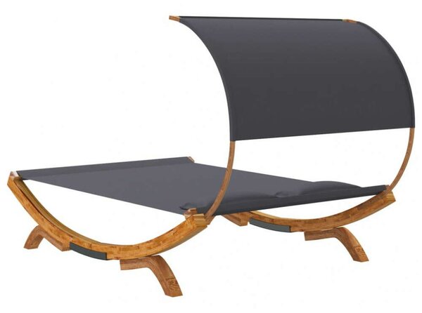 Fa Napozóágy Baldachinnal - Antracit - 165x203x126 cm