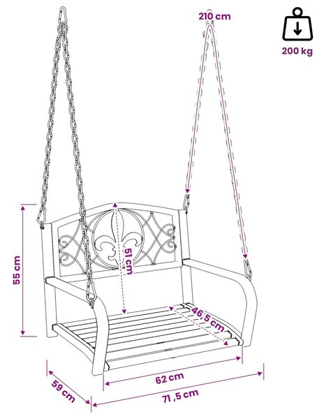 VidaXL Hinta Pad Acél 71,5 x 59 x 55 cm Antik fehér