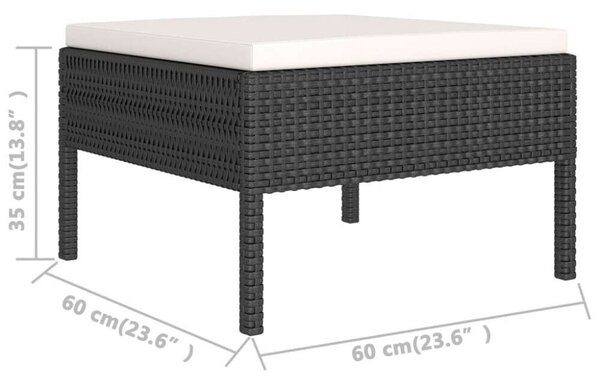 Polyrattan Kerti Ülőgarnitúra - 8 részes - Fekete
