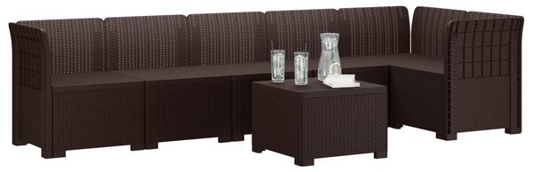 VidaXL 6 személyes kerti kanapé, rattan hatású PP, barna