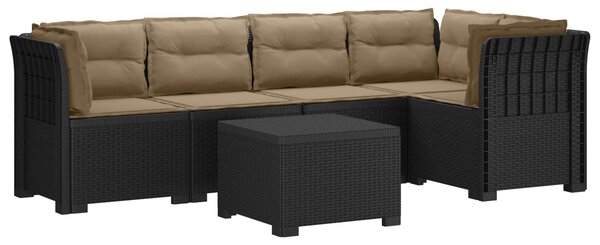 VidaXL 5 személyes kerti kanapé párnákkal, rattan hatású, PP, antracit