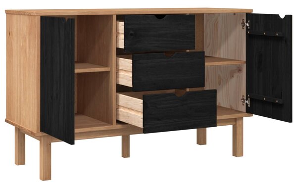 VidaXL Széf OTTA Fekete 113,5 x 43 x 73 cm Tömör Fenyőfa