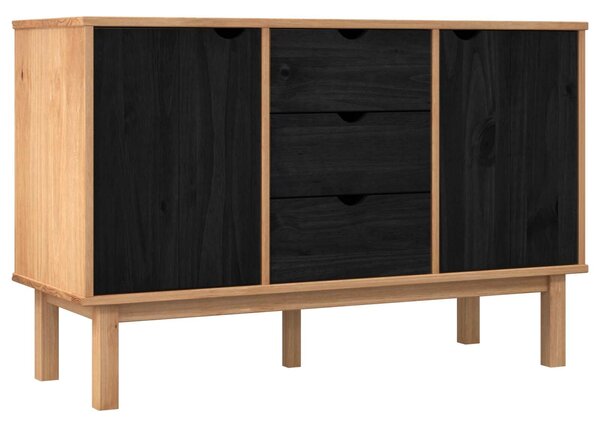 VidaXL Széf OTTA Fekete 113,5 x 43 x 73 cm Tömör Fenyőfa