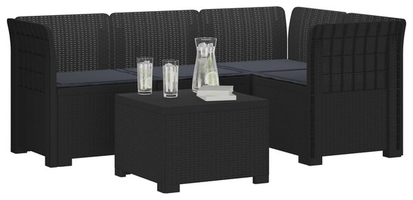 VidaXL 4-Fős Kerti Kanapé Párnákkal Rattan Kinézet PP Antracitszürke