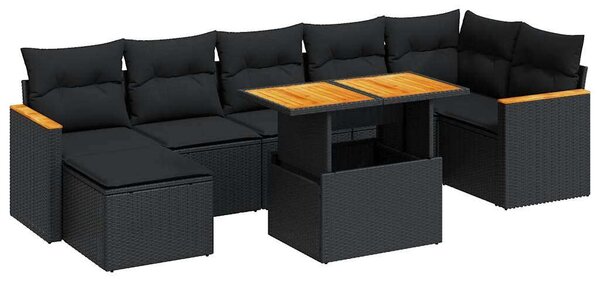 VidaXL Polyrattan Kerti Ülőgarnitúra - 8 részes - Fekete