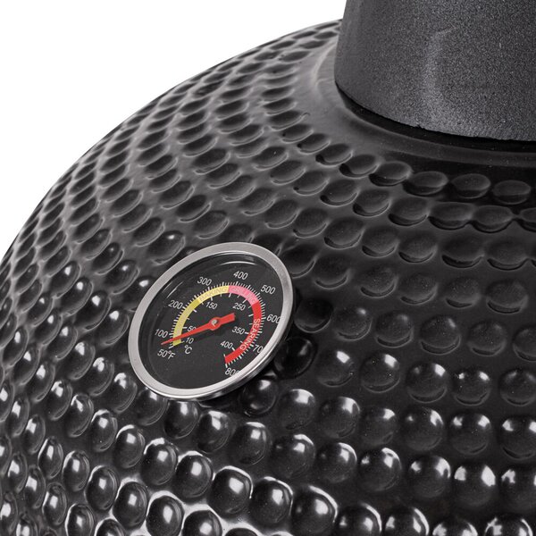 Kerámia kamado grill inSPORTline Pyrexo 21", kerámia belső héj, tartós hőteljesítmény, beépített hőmérő, hatékony szén-fogyasztás