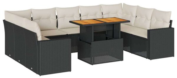 VidaXL Polyrattan Kerti Ülőgarnitúra - 10 részes - Fekete