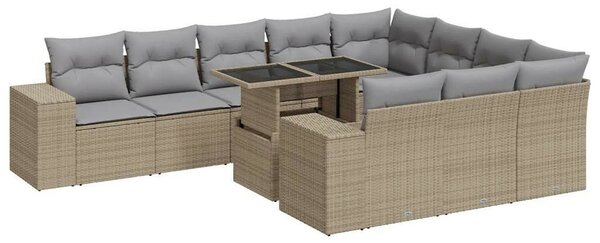 VidaXL Polyrattan Kerti Ülőgarnitúra - 11 részes - Bézs