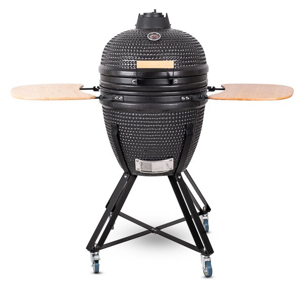 Kerámia kamado grill inSPORTline Pyrexo 21", kerámia belső héj, tartós hőteljesítmény, beépített hőmérő, hatékony szén-fogyasztás