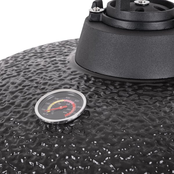 Kerámia kamado grill inSPORTline Pyrexo 24", kerámia belső héj, tartós hőteljesítmény, beépített hőmérő, hatékony szén-fogyasztás