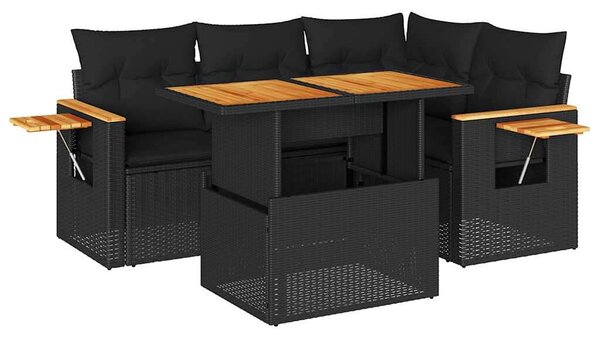 VidaXL Polyrattan Kerti Ülőgarnitúra - 4 részes - Fekete