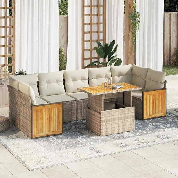 VidaXL Polyrattan Kerti Ülőgarnitúra - 8 részes - Bézs