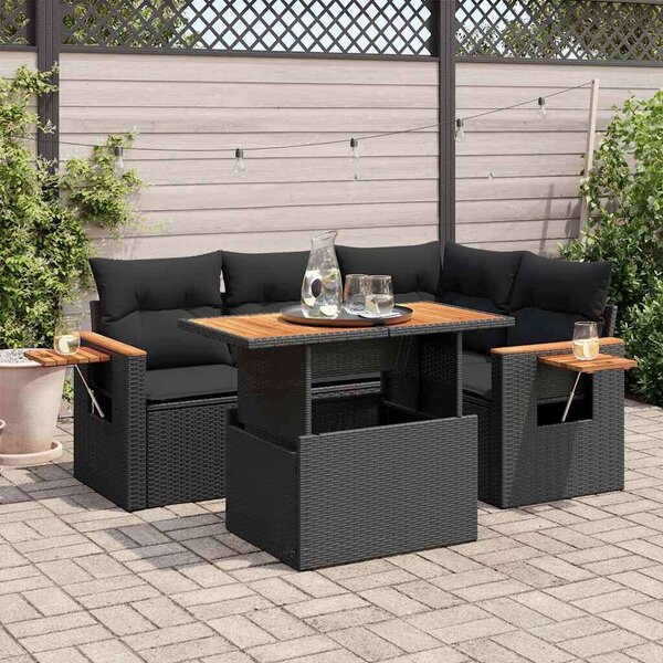 VidaXL Polyrattan Kerti Ülőgarnitúra - 4 részes - Fekete