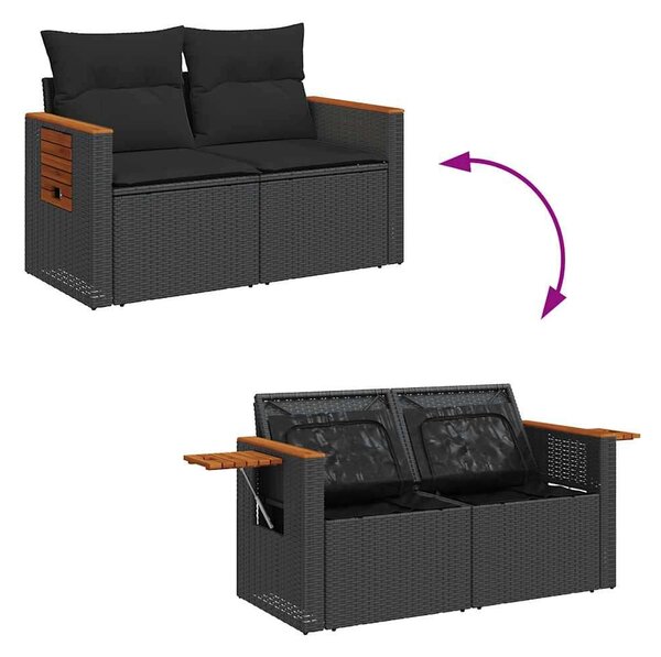 VidaXL Polyrattan Kerti Ülőgarnitúra - 4 részes - Fekete